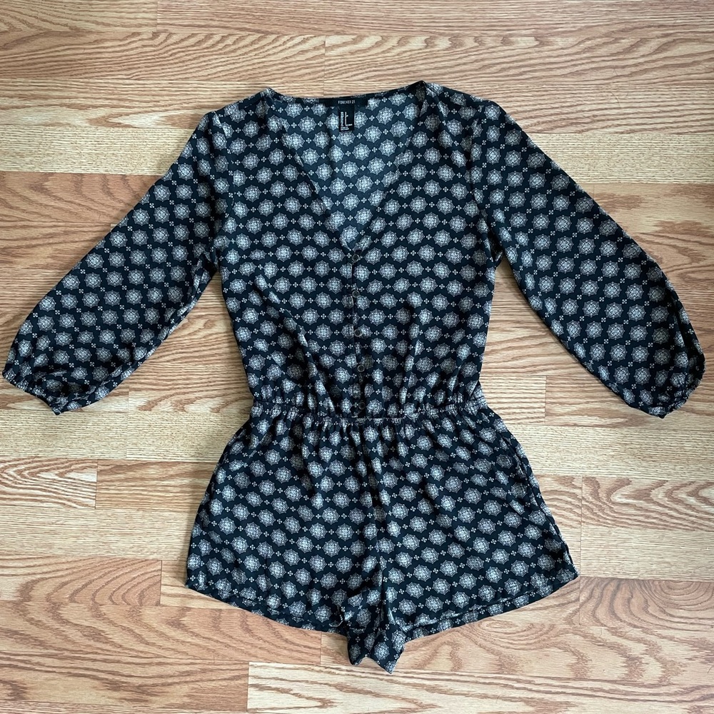 Bohemian Pattern Long Sleeve Romper